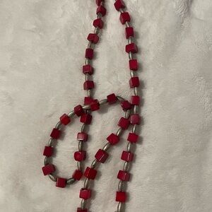 Chic Red and Silver Beaded Necklace